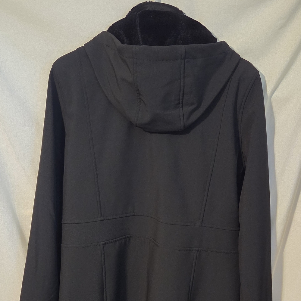 Merrell Soft Shell Fleece Lined Hooded Trench Coat Black XL Aeroblock EUC - Picture 3 of 12
